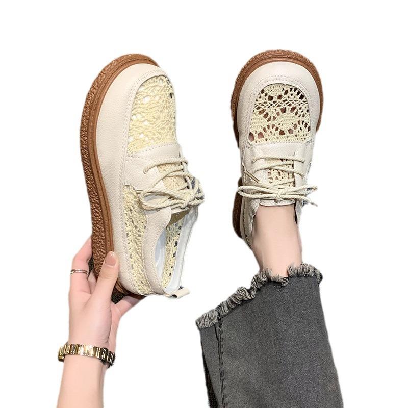 Soft sole Harajuku big head shoes women's summer 2025 new lace breathable fisherman shoes thick sole muffin sole single shoes