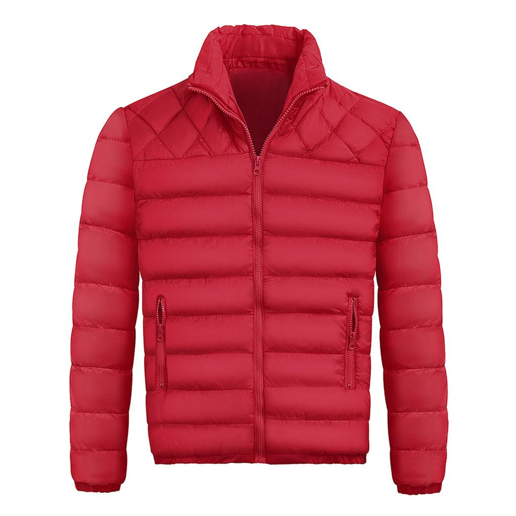 Men's Winter Zipper Warm Down Jacket Packable Light Coat