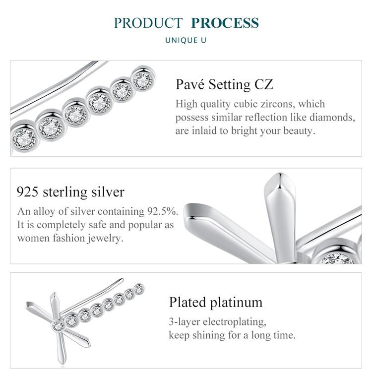 BAMOER Authentische 925 Sterling Silber Libellen Ohrstecker Ohrringe Insektenohrringe mit langem Schwanz für Frauen Geschenk Zirkonia Echtschmuck