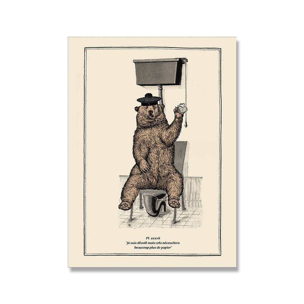 Lustige Badezimmer Toilette Dekoration Leinwand Malerei Tier Badewanne Poster Bär Krake Pinguin Schimpanse Retro Wand Bild Kunst