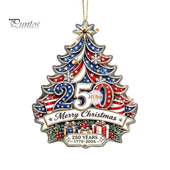Holiday Hanging Decorations 250th Anniversary Christmas Ornament, 2D Acrylic Tree Decoration, 1776-2026 Ornaments 250 Years Patriotic Pendant for Xmas