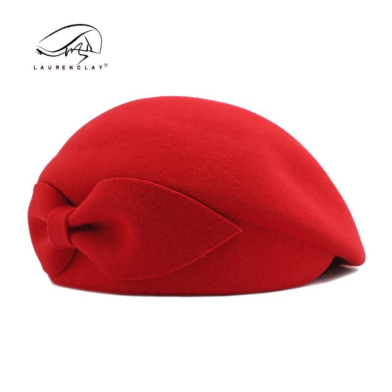 

Капюшон детский осень и зима новая шерстяная беретка темперамент британский ретро шляпа-бутон шляпа стюардессы тренд M（56-58cm）