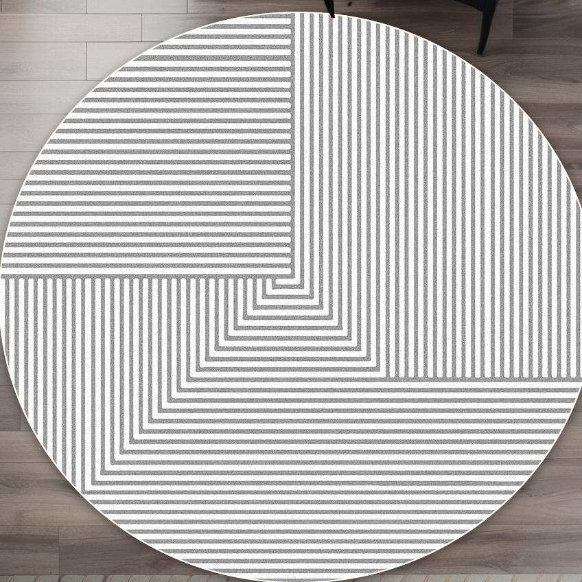 Einfacher Stil Runder Teppich Wohnzimmer Streifen Dekoration Waschbar Große Größe Teppich Badezimmer Garderobe Rutschfest Kurzer Samt Bodenmatte