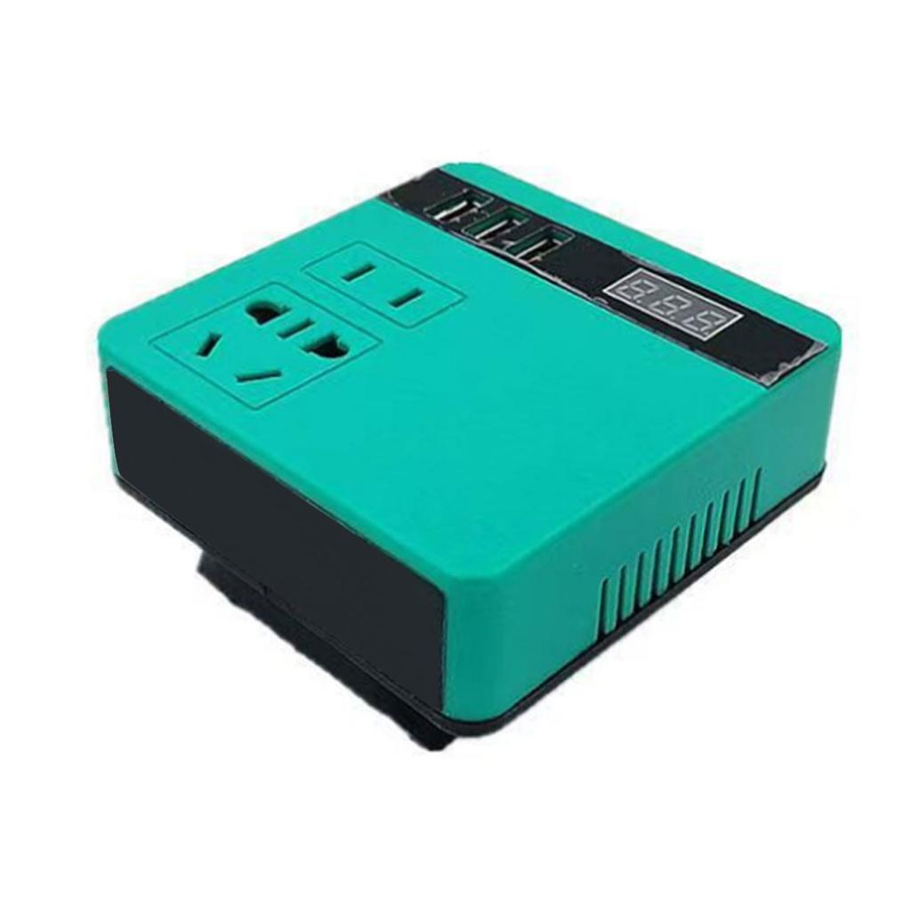 Battery Inverter 18V~21V to AC220V 100W Power Converter with 3xUSB Port and Charging Socket Plug Port LCD Display