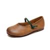 Spring New Flat Bottom Low-top Spot Polish Retro Style Front Buckle Single Shoes Literary Style Women