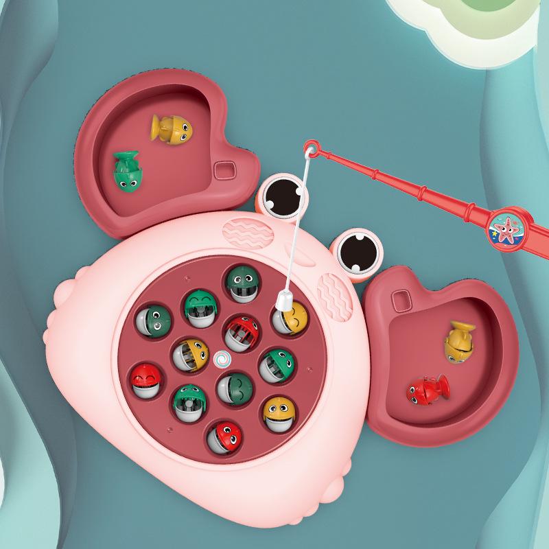 Interactive Rotating Crab Fishing Game - Cute Desktop Toy for Kids