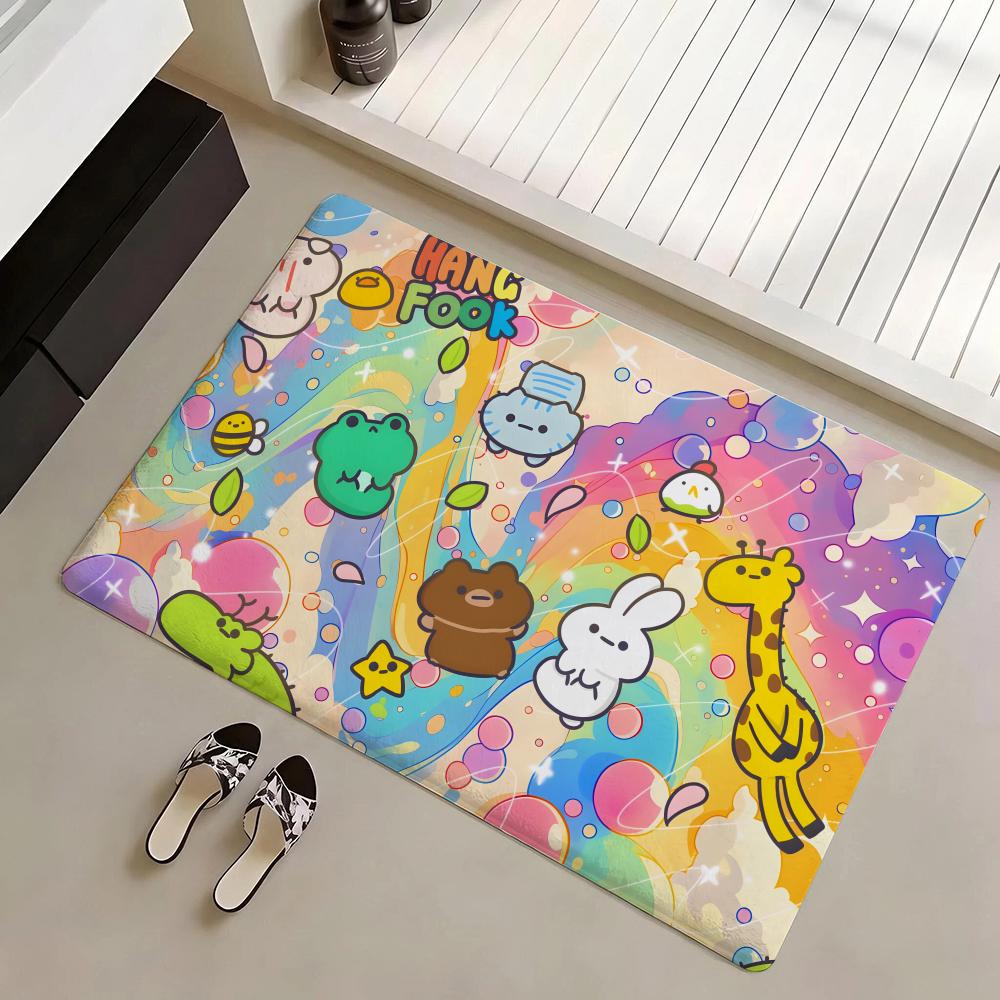 Floor Mat Eco Flannel Doormat Non-Slip Odorless Indoor Soft Short Plush Floor Rug INS Korean Cute Style