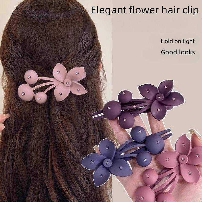 Flower-shaped Rhinestone Duckbill Clip, Side Clip, Back of Head Hair Updo Hair Clip, Elegant and Simple Hair Accessory for Women