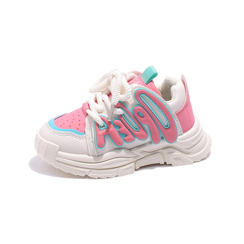 

Children s shoes for autumn and winter, girls sneakers, boys shoes, kids dad shoes, Korean-style letter-printed running shoes for older children 26the Length Within the C розовый