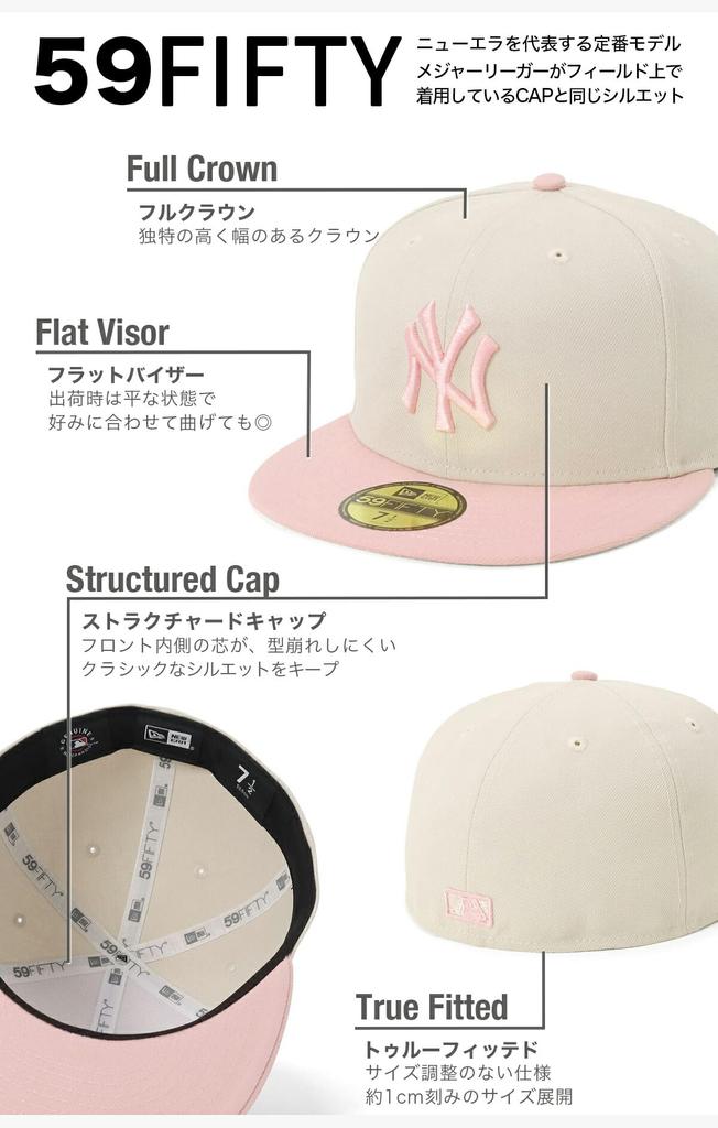 New Era Kappe 59FIFTY NY Stein Rosa Rouge 2-Ton MLB New York Yankees 7 70905975 NER34C2456 5/8
