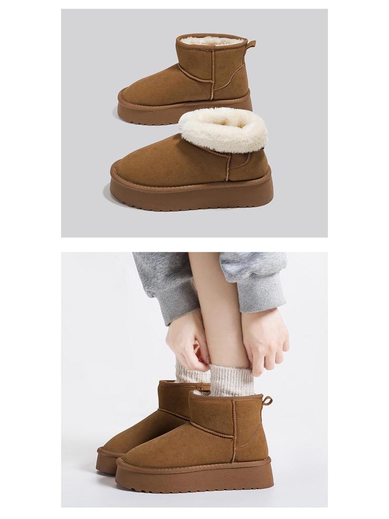 Women's Mid-Calf Fleece-Lined Winter Snow Boots with Thick Soles - G9902