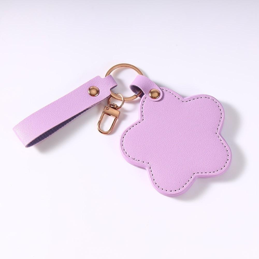 Rotate Small Mirror Stars Shape Makeup Mirror PU Leather Colorul Star Keychain  Graduation Gift