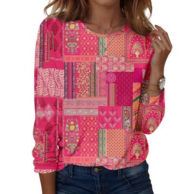 Long Sleeve Shirts For Women Cute Print Graphic Tees Blouses Casual Plus Size Basic Tops Pullover