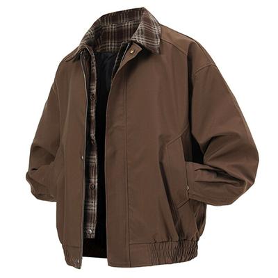 New Arrival Men's Fake-Two Piece Jacket Spring Fashion Plaid Patchwork Zipper Coat Casual Turn-Down Collar Outdoor Daily Jackets
