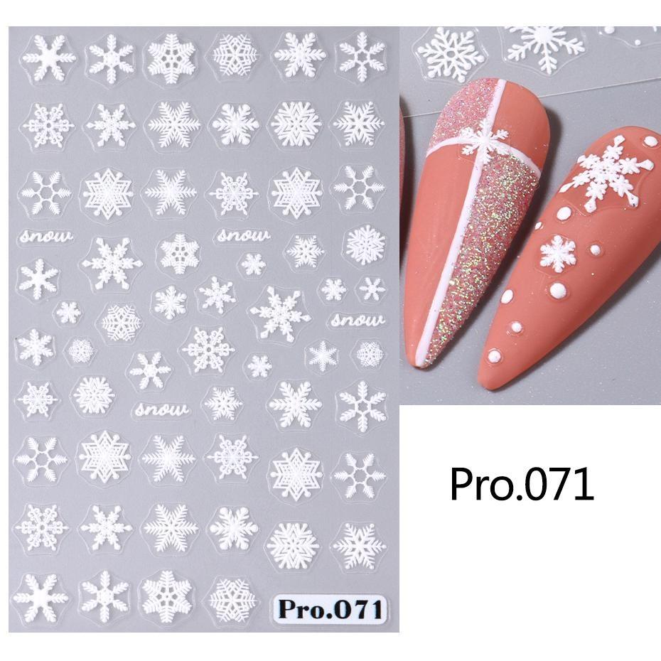 Winter 5D Nail Stickers White Snowflakes Flowers Geometric Lines Stars Adhesive Decals New Year Nail Art Charm Foils Decor LAPro