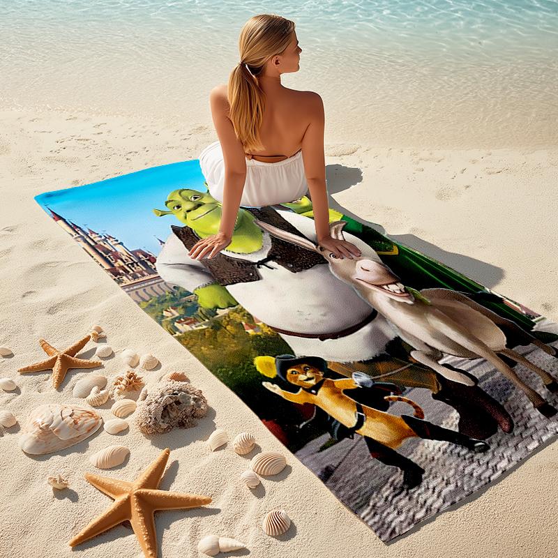 1pc Shrek3 Beach Towel, Comfortable and Thick, and Swimming/Bath/Picnic/Camping Towel, Suitable for Seaside Beaches