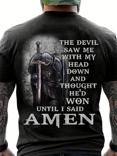 Fashion Vintage Christian T-Shirts for Mens Knight Templar T Shirt for Mens 3D Printed O-Neck T-Shirt Casual Pattern On the Back