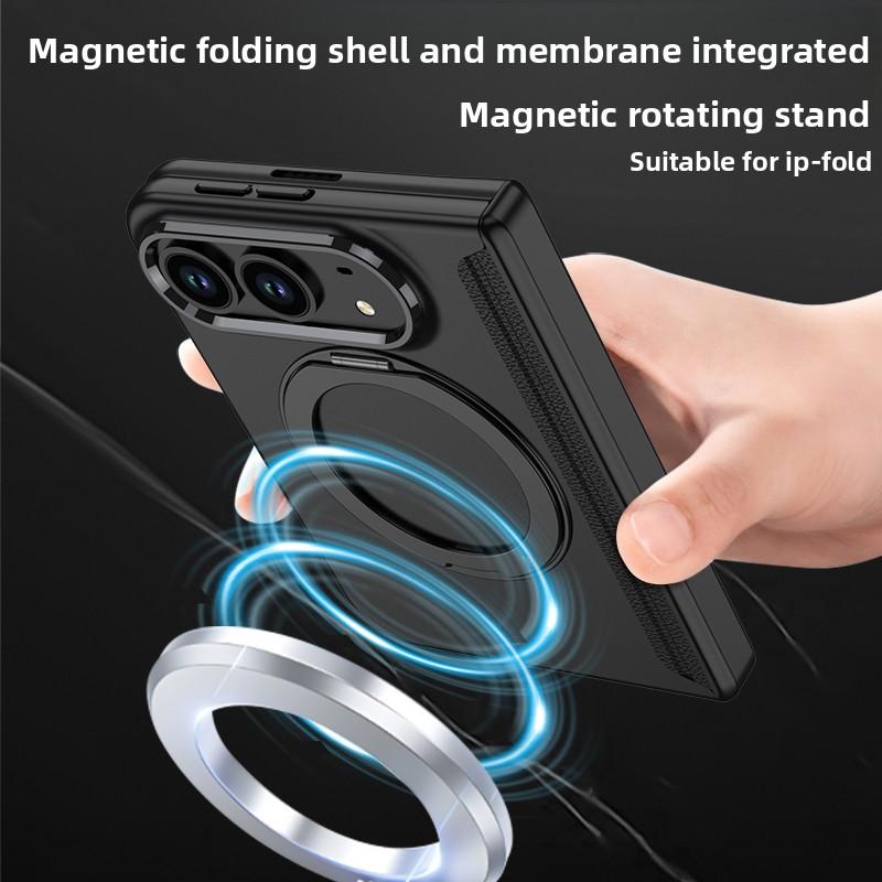 Luxury 360 Rotating for Magsafe Magnetic Bracket Case for IPhone Duo Fold Hinge Protection Screen Protector Phone Hard Cover