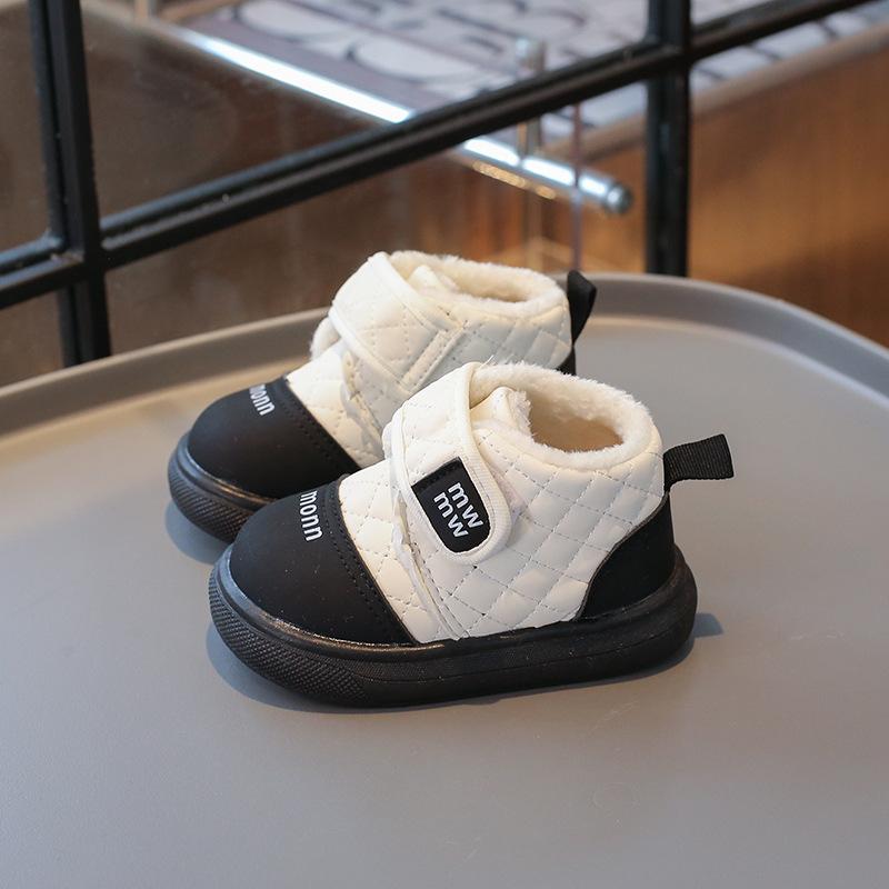 Kids Winter Warm Fleece Lined Anti Slip Short Snow Boots 21 чёрный