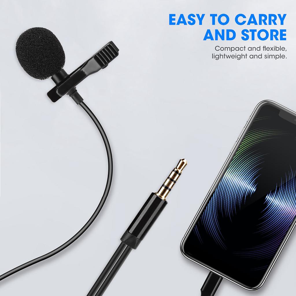 E1 Black Two Head Mini Collar Clip Microphone for Mobile Phone Live Broadcast Recording Interview