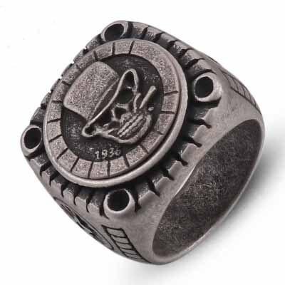 Pipe Skull Ring Vintage Men's Ring Jewelry