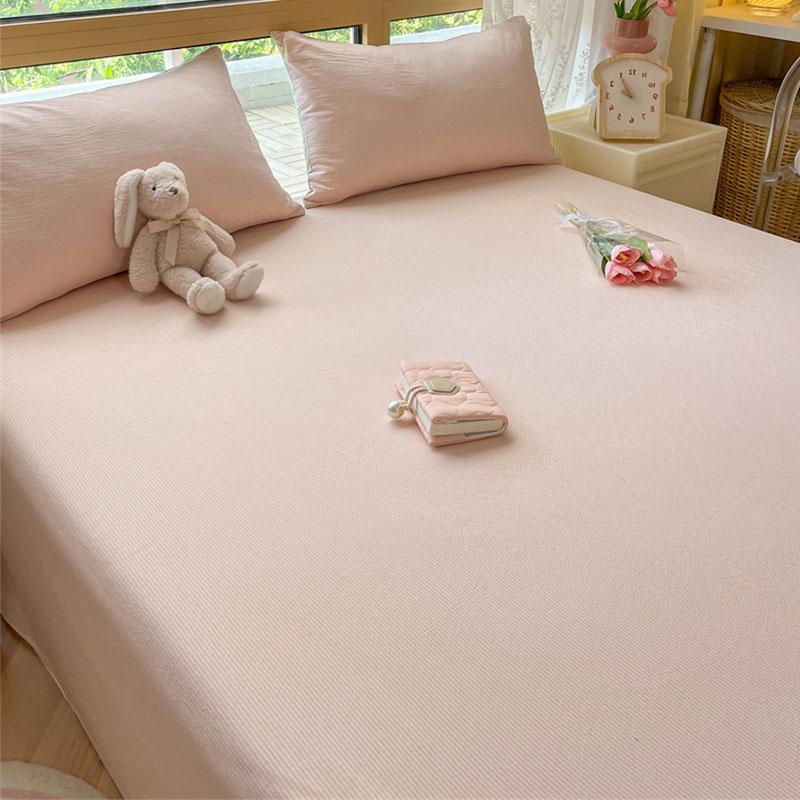 Minimalist Striped Thick Solid Bed Sheet For Single Double Household & Student Dormitory Bed