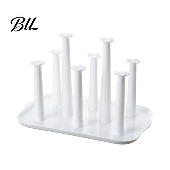 Home Cup Organizer 6-Slot Plastic Drying Rack with Drip Tray Space-Saving Anti-bacterial Holder Countertop for Mugs Glasses BPA-Free Kitchen