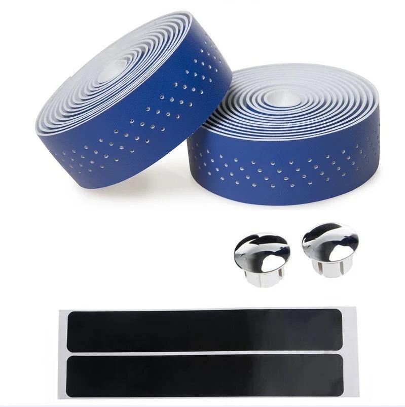 

Bicycle Handlebar Multicolor Camouflage Straps Bicycle Perforated Leather Handlebar Straps Dead Fly Road Bike PU Handlebar Tape Blue