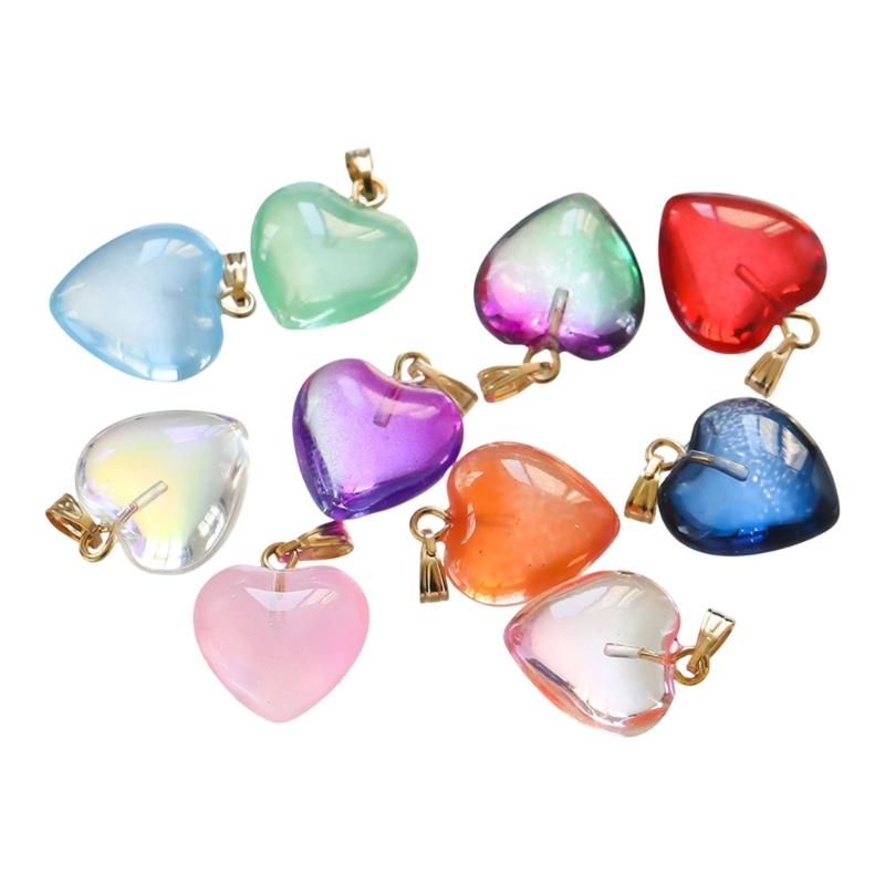 10Pieces Acrylic Charm Handmade Keychain Pendant Heart Shape Decorative Pendant Craft Accessories Corrosion Resistant