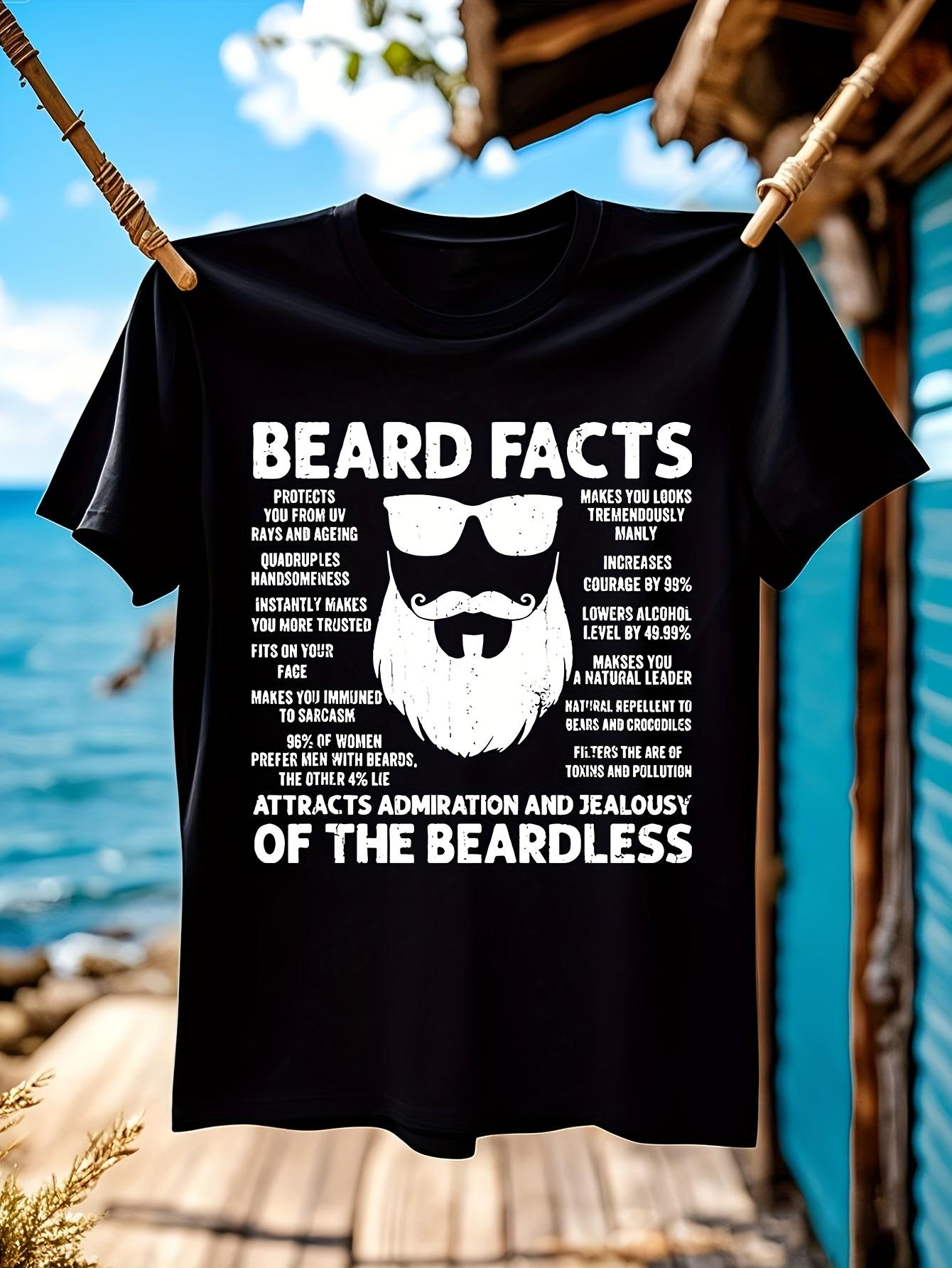 Funny Tshirt Funny Beard Facts Tshirt for Men - Black Cas... XXXL