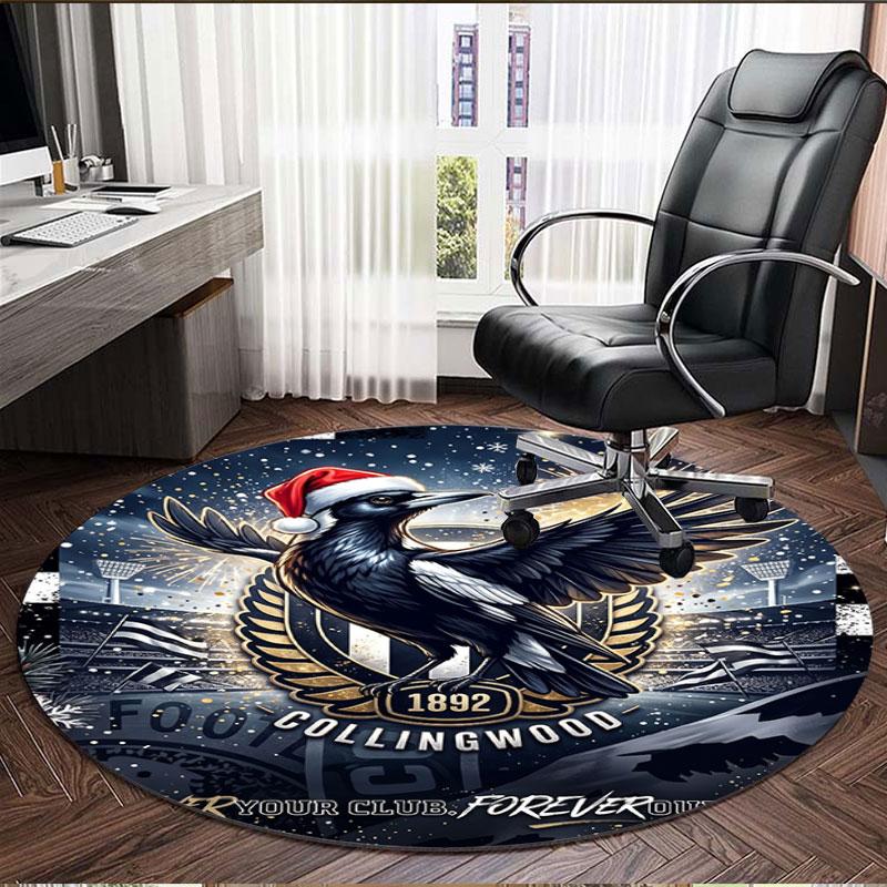 Collingwood Football Print Round Rug, Washable Floor Carpet, For Entryway Dorm Laundry Room Office Study, Home Decor Birthday Christmas Gift