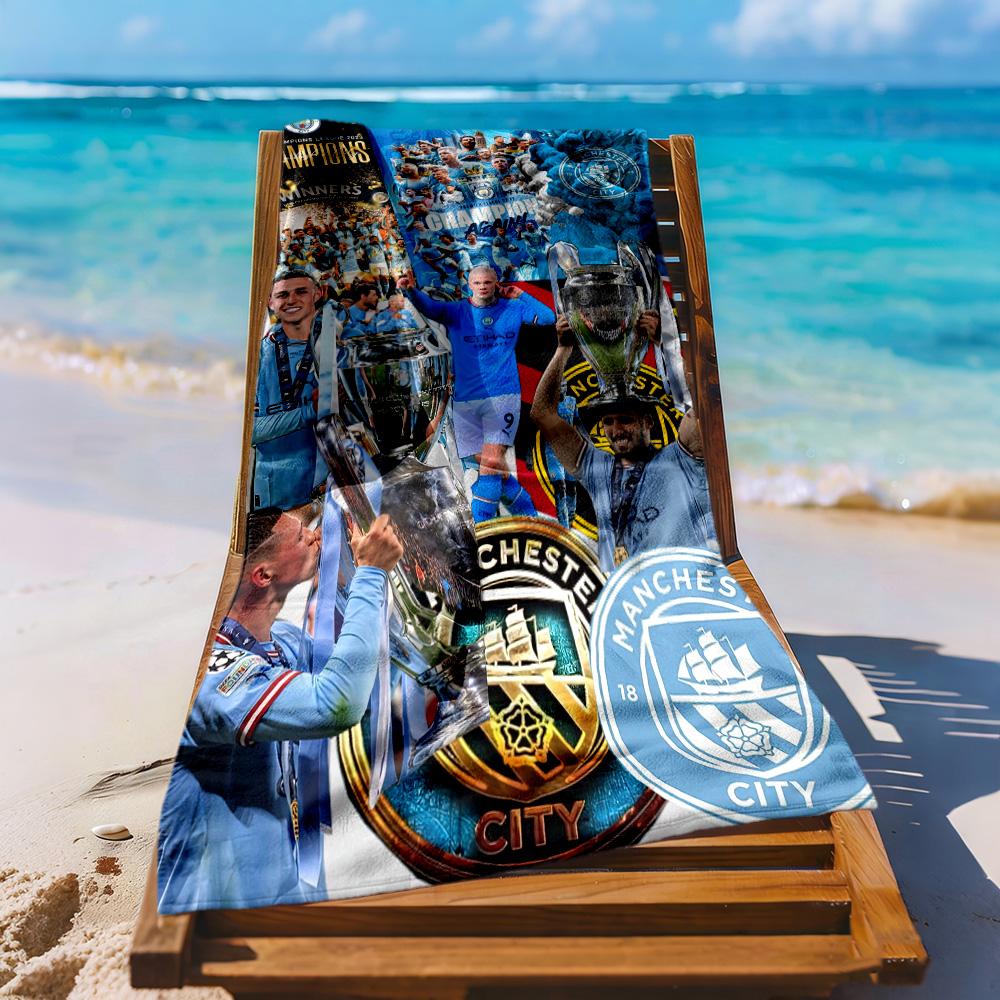 Manchester City Beach Towel Super Soft Microfiber Quickdry Fabric Comfortable Lightweight Perfect For Traveling Yoga Camping And Swimming