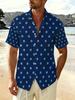 Men's Blue Polka Dot Short-Sleeve Shirt, Summer Beach Casual Shirt, Fashionable Printed Lapel Top, PLUS SIZE