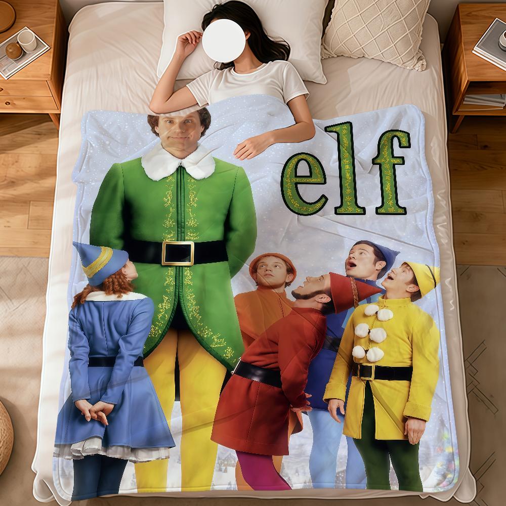 Filmas linksmas menas Kalėdos e-elfas minkštas šiltas pliušinis pledas bendrabučio sofai svetainei augintiniui namai miegamojo dovana snauduliui namai flanelė