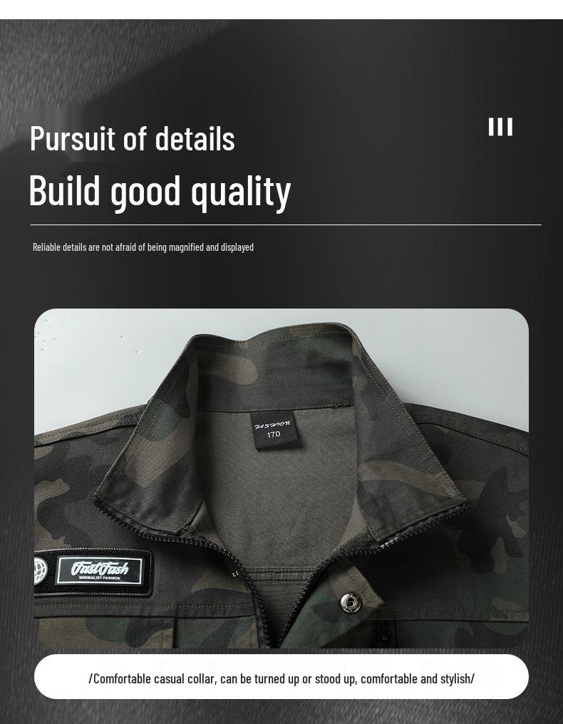 Unisex Spring/Autumn Camouflage Workwear Suit - Elastic, Anti-scalding, Wear-resistant Cotton for Welders and Auto Repair