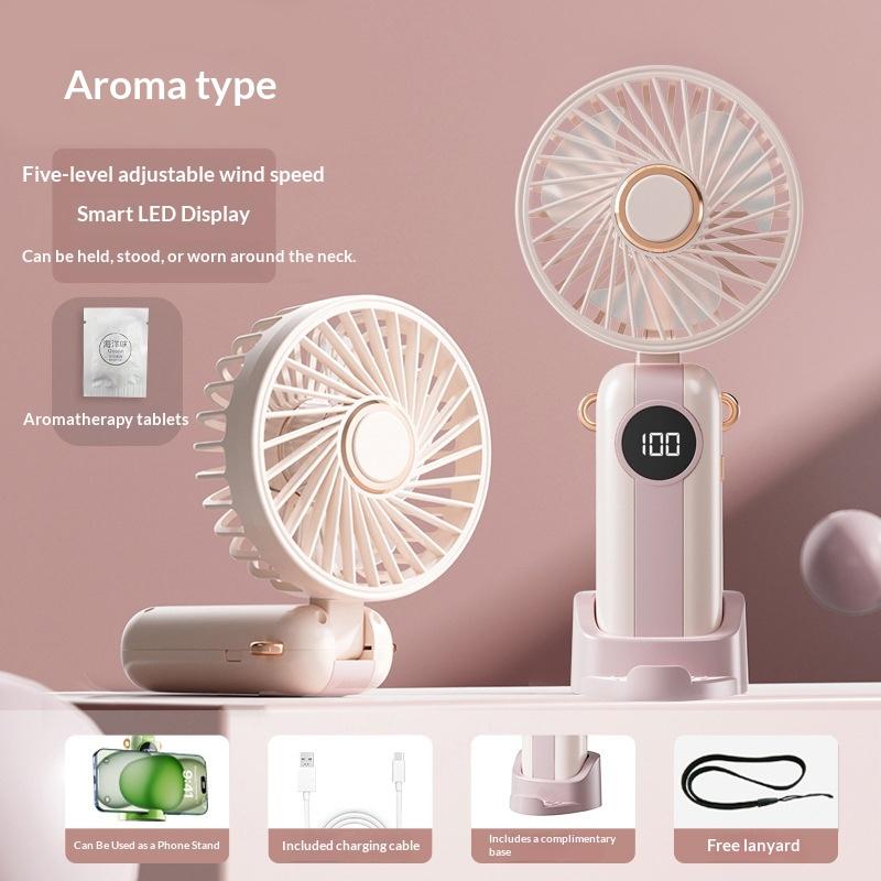 Neck Hanging Mini Fan Foldable USB Rechargeable 5 Speed Handheld Personal Portable for Yoga and Fitness Activities
