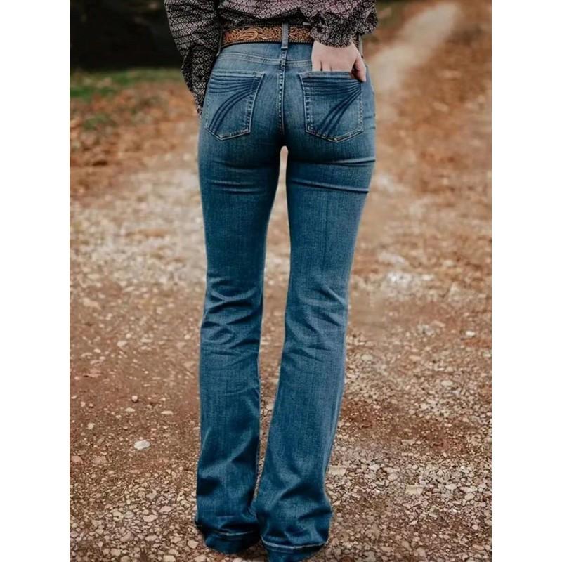 Womens Slim Flare Jeans Versatile Street