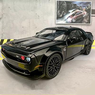 Neu 1:24 Dodge Challenger SRT Automodell aus Legierung, Sportwagenmodell aus Metalldruckguss, Sammlersimulation, Ton und Licht, Kinderspielzeug, Jungengeschenk