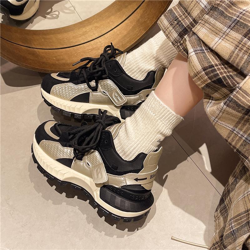 2024 Autumn New Vulcanized Shoes Women Mixed Colors Design Casual Shoes Versatile Trend Lace Up Sneaker Women's Sport Shoes