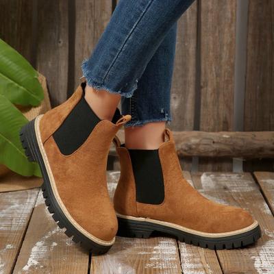 Damen Wildleder Knöchel Martin Stiefel, Retro Lässig Desert Arbeitsstiefel, Chelsea High-Top Herbst Winter Schuhe