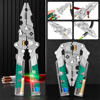 Multi-function Wire Stripping Plier Foldable Voltage Testing Cable Cutter for Cutting Stripping Crimping Wires Electrician Plier