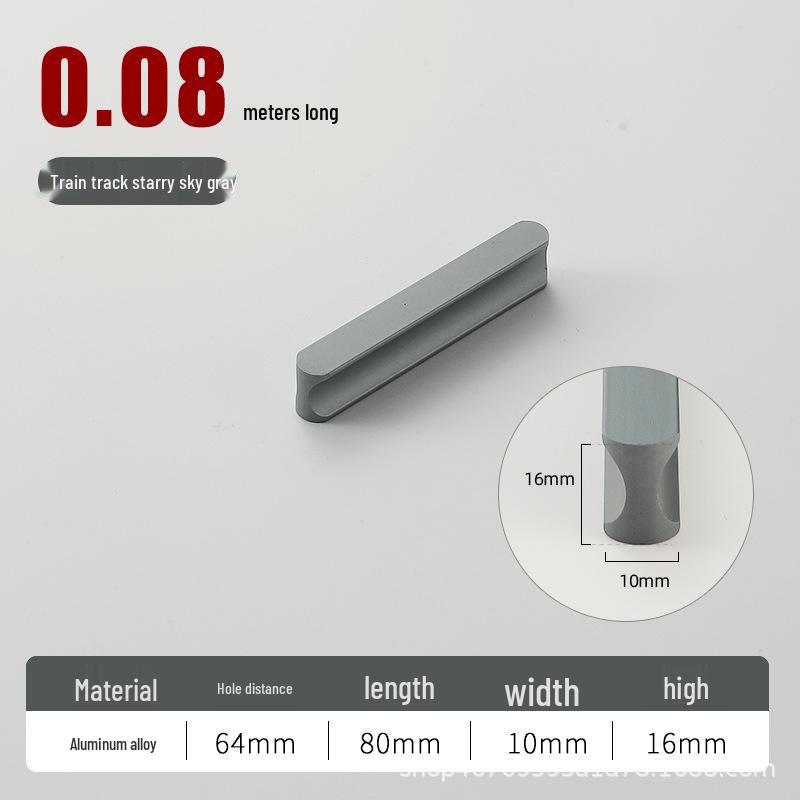 Modern Black Aluminum Alloy Wardrobe Cabinet Handle - Fashionable, Extended Design