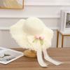 Korean Style Sun Hat With Bow Tie And Flowy Ribbon For Face Sunshade And Casual Wear