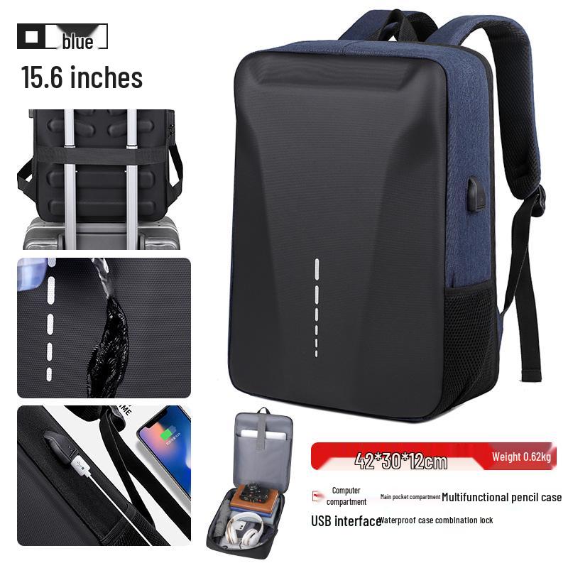 Wasserdichter Business-Rucksack für Herren mit Schloss - Hartschale, Doppelschulter, Lässige Computer- und Schultasche