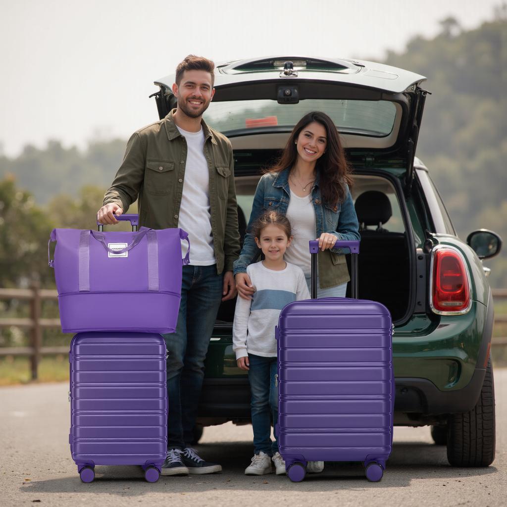 Luggage Sets 6 Piece with Duffel Bags, Hardside Expandable Suitcases with Spinner Wheels, Grape Purple