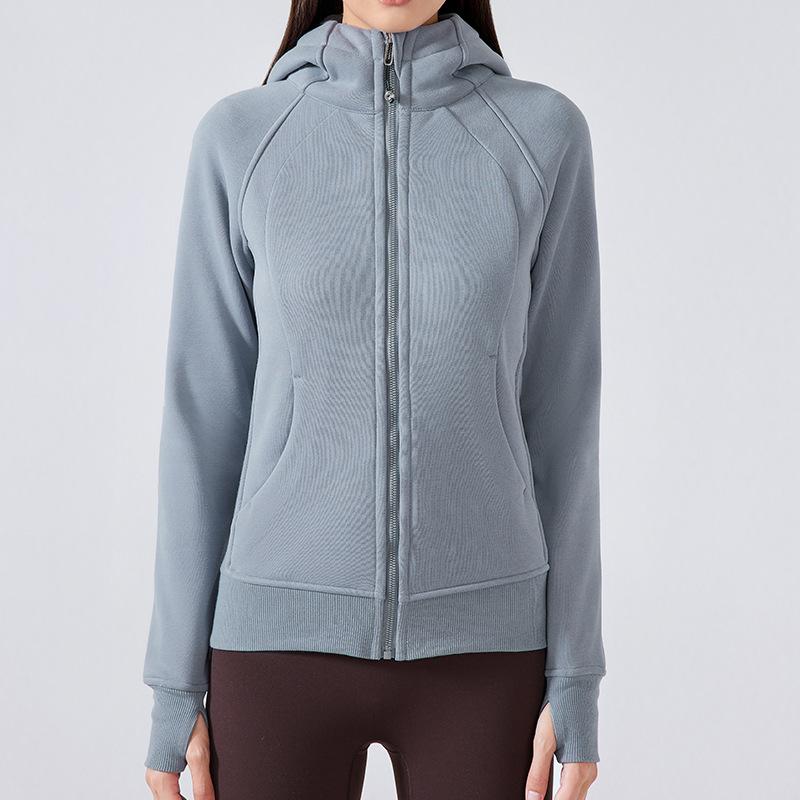 Sportswear sweater jacket autumn and winter new jacket zipper hooded fleece long-sleeved running yoga clothes top versatile