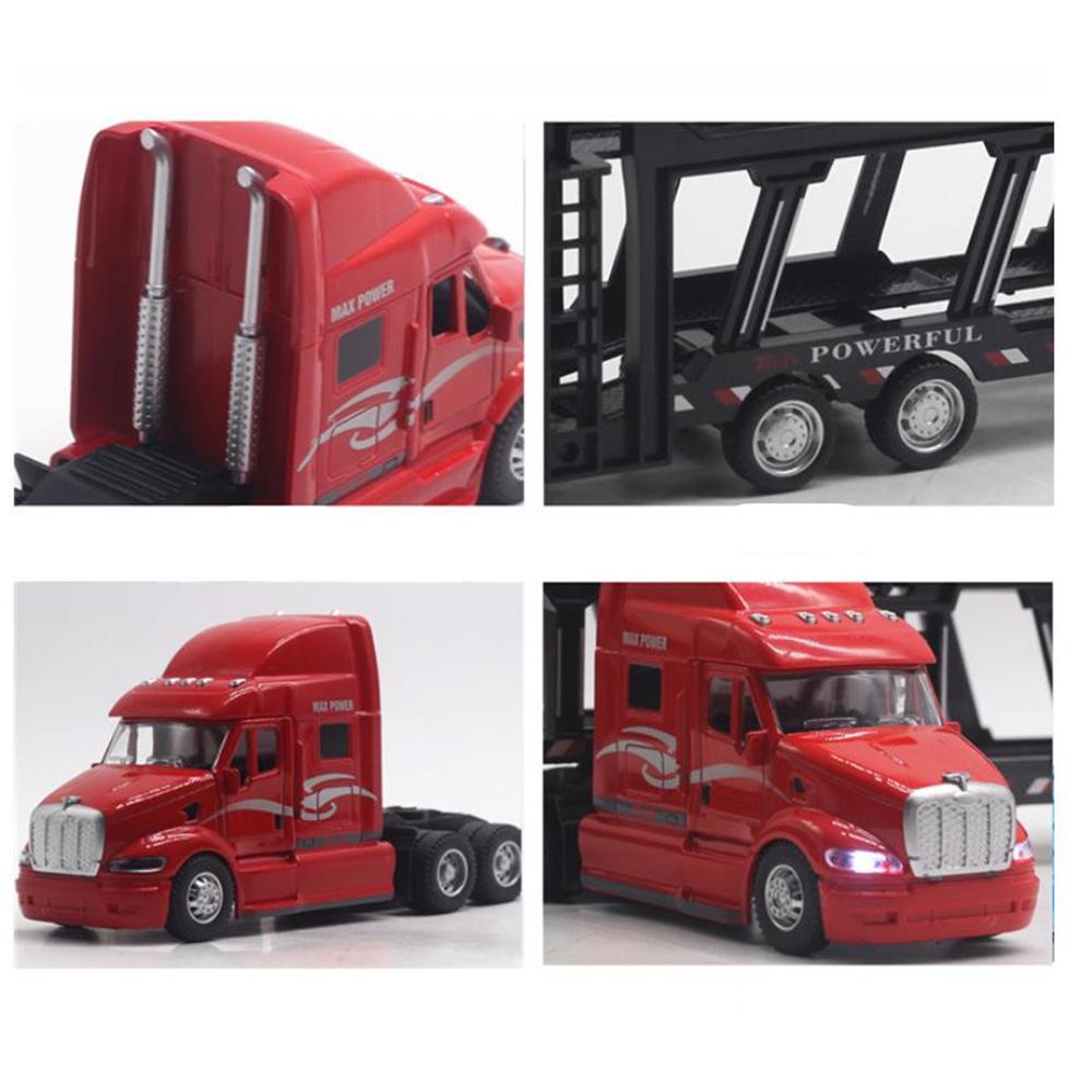 1/48 symulacja pojazdu transportowego odlewanego ciśnieniowo, aluminiowy model ciężarówki z lekkim efektem dźwiękowym, samochodzik-zabawka