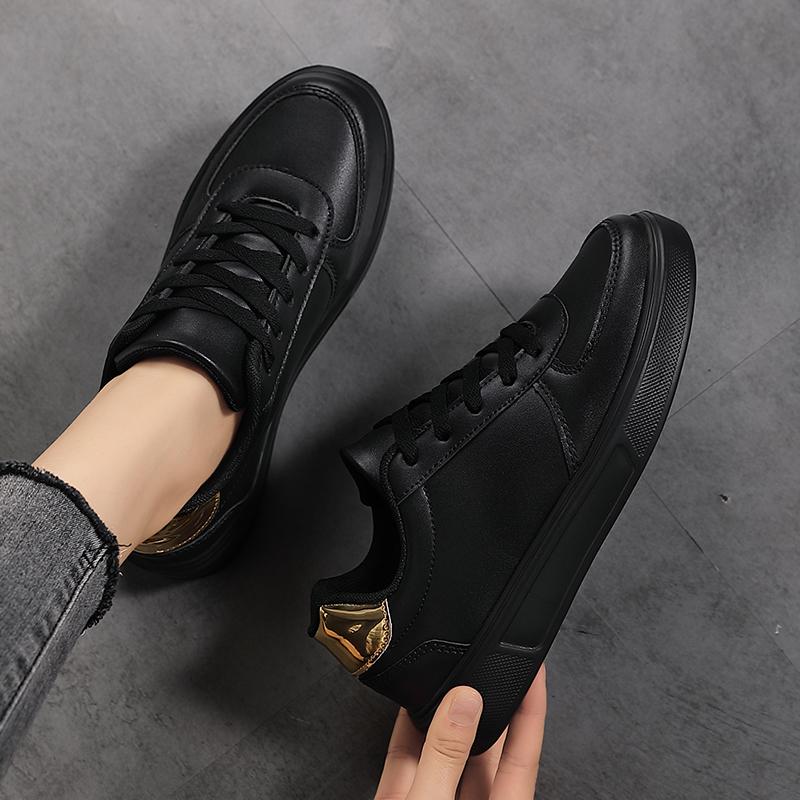 Women's new flat shoes solid color large size non-slip waterproof leather casual sports shoes 43 working white shoes