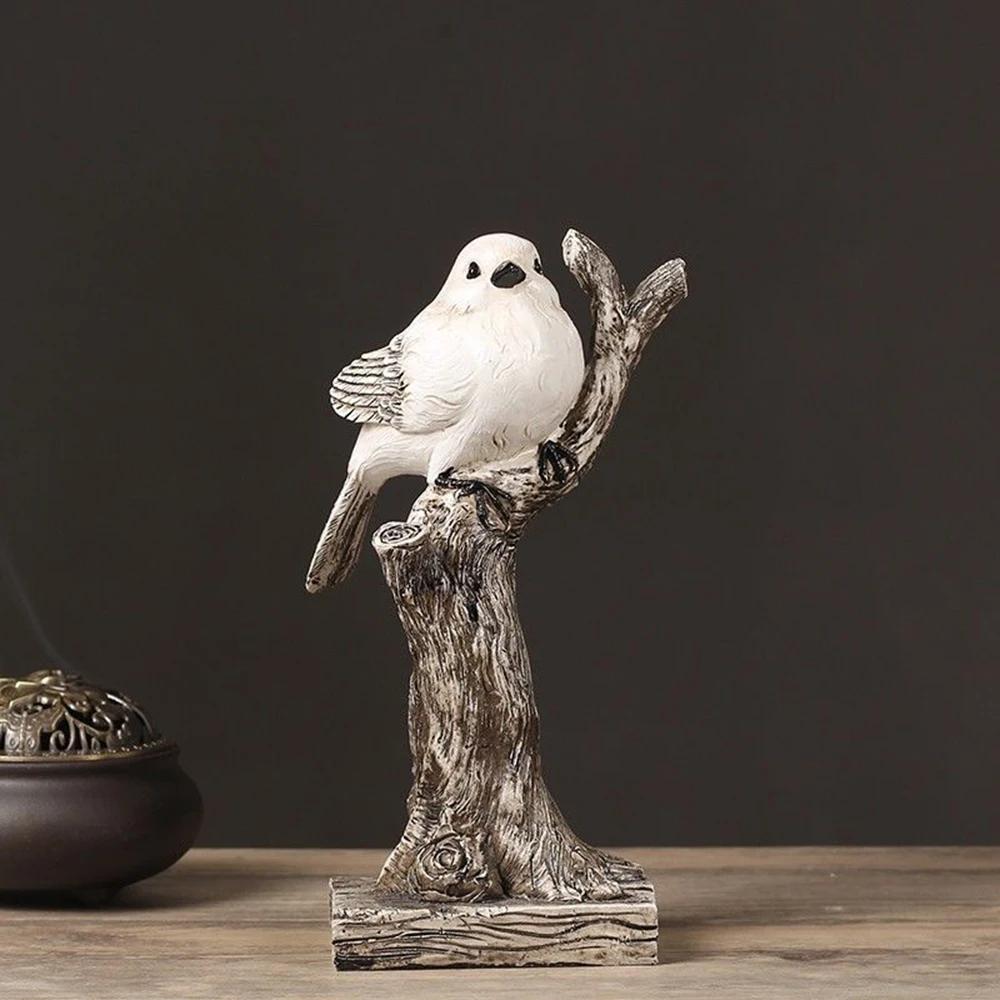 Creative Simulated Bird Figurine Standing on The Branch Home Living Room Desktop Craft Decoration Housewarming Gifts for Friends