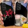 Rosa Rosenblüten Für Samsung Galaxy S10 S20 Plus S21 FE S22 S23 S24 FE S25 Ultra Schwarz Gehärtetes Glas Handyhülle Hartschale